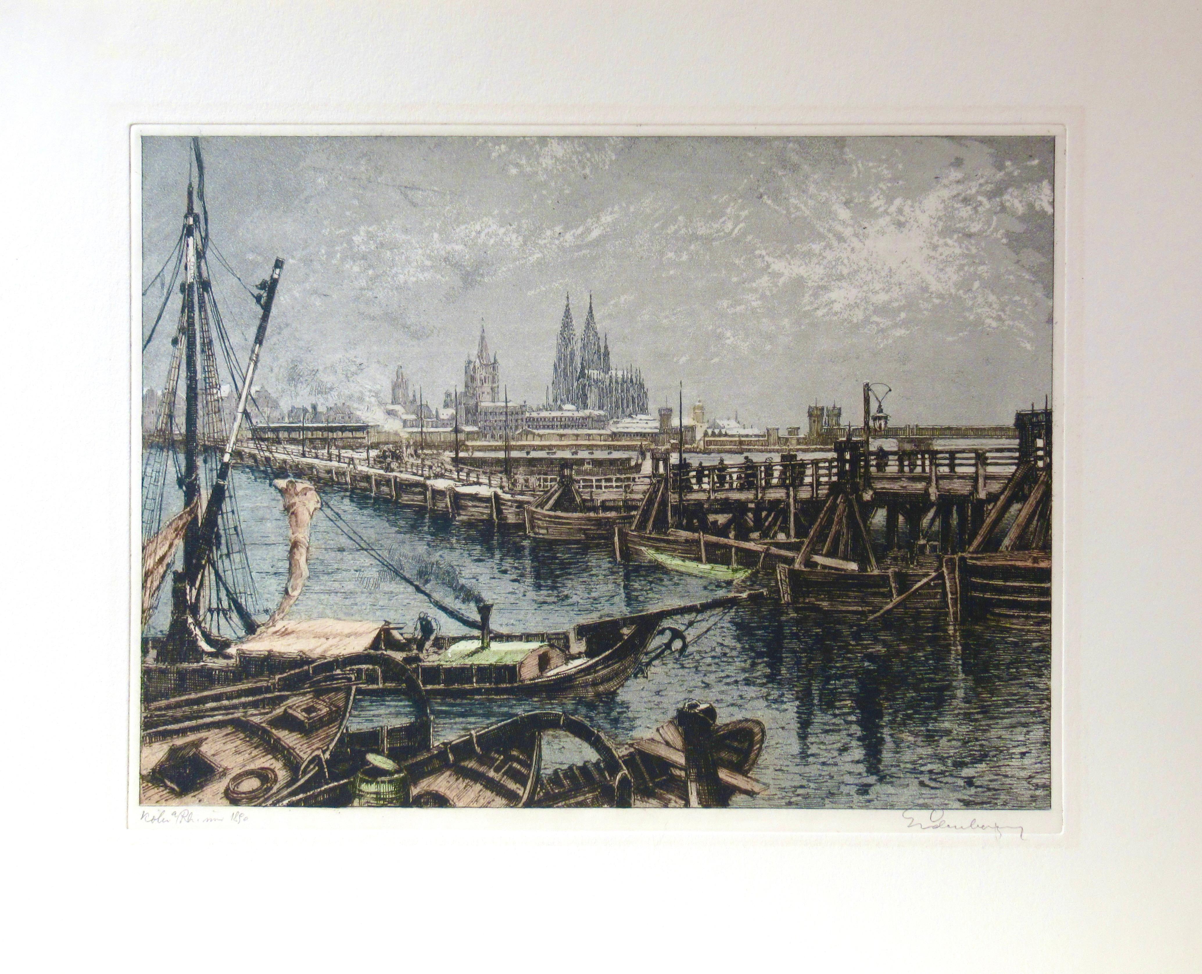 Josef Eidenberger Figurative Print - Koln Rhine 1850