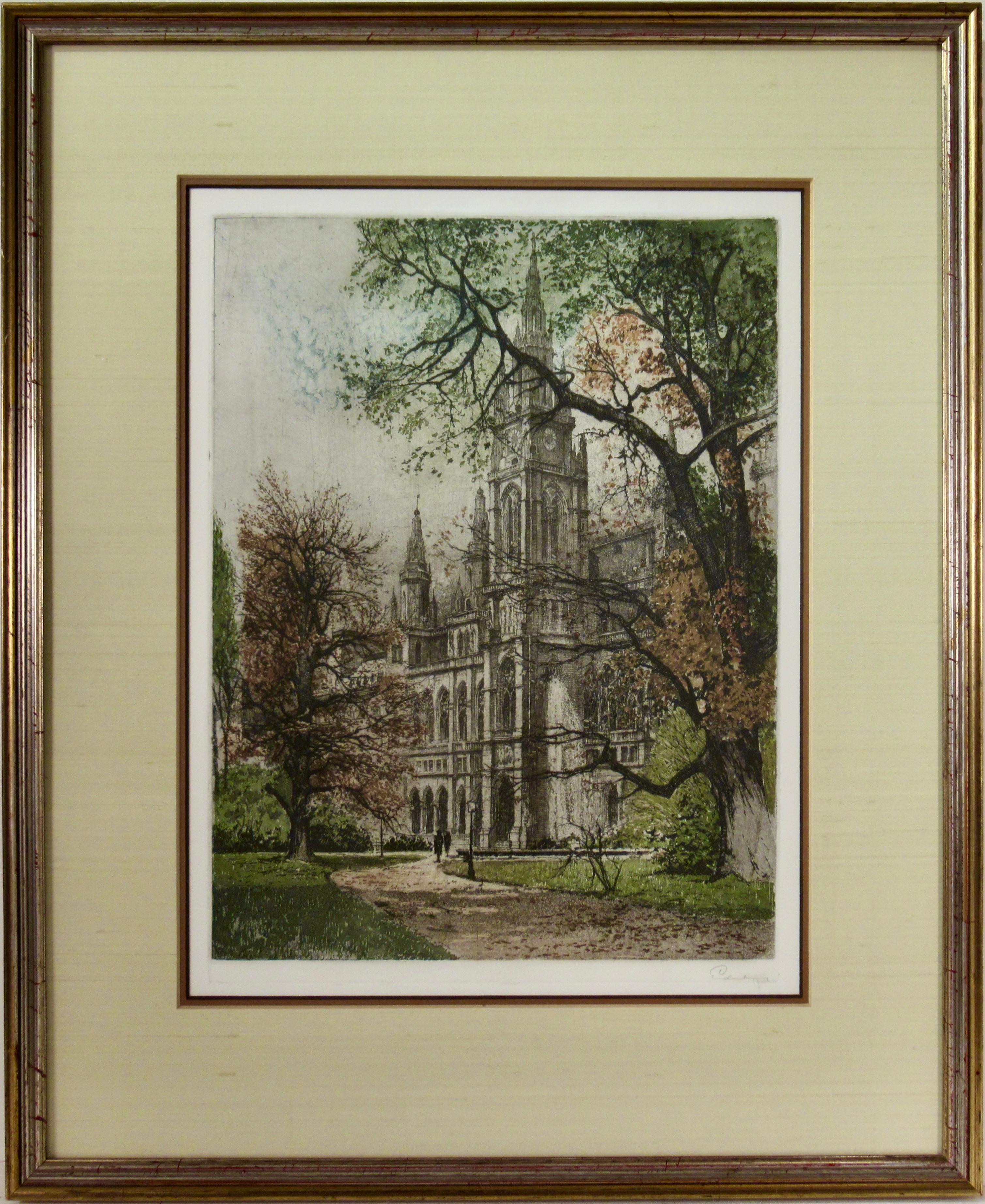 Josef Eidenberger Figurative Print – Rathaus in Wien