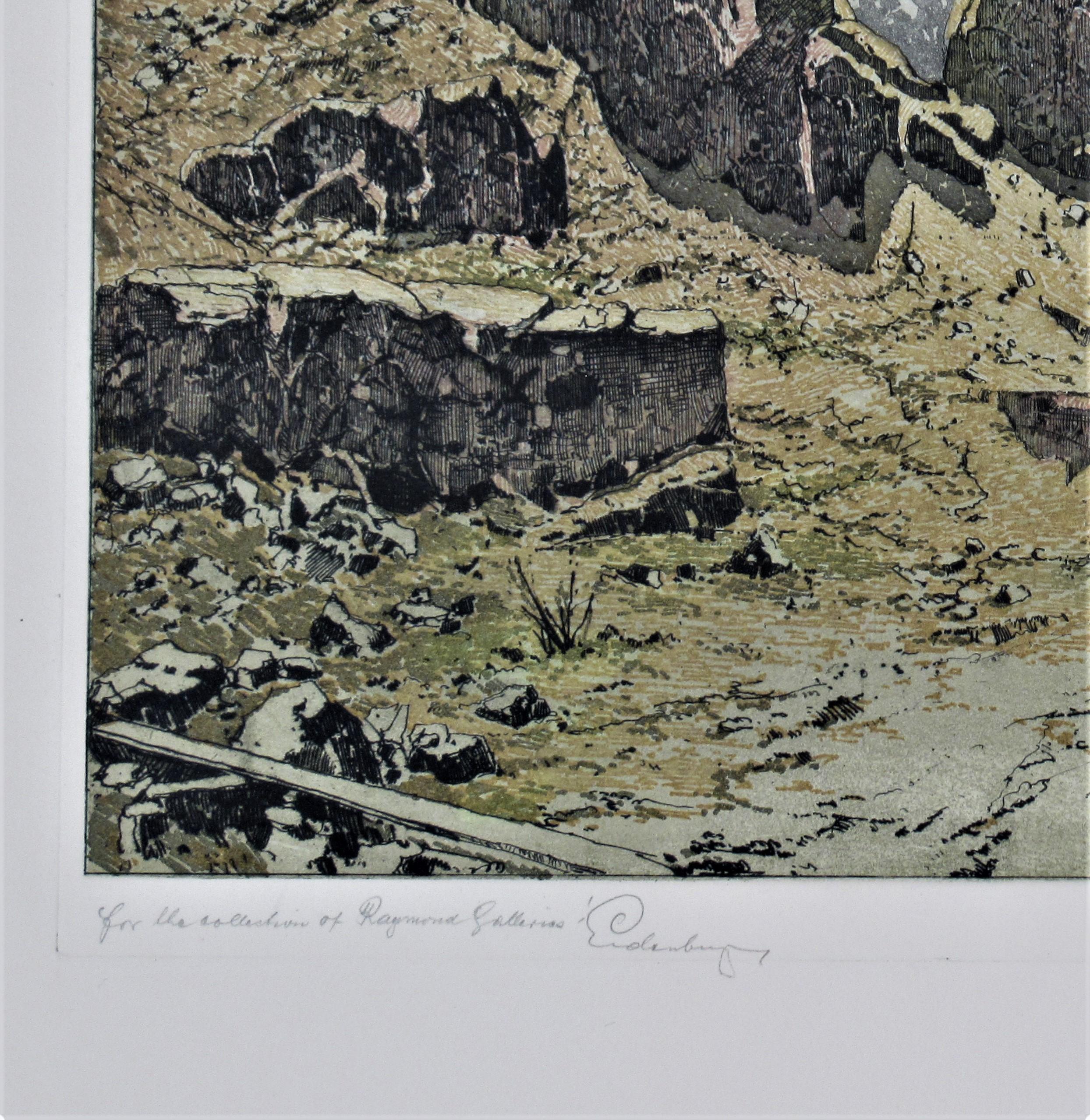 Rocky Mountain Stage Coach - Gray Figurative Print by Josef Eidenberger