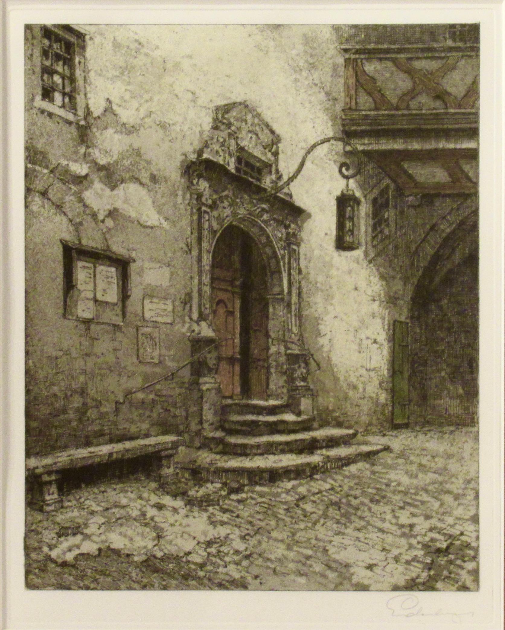 Rothenburg, porte de l'hôtel de ville - Print de Josef Eidenberger