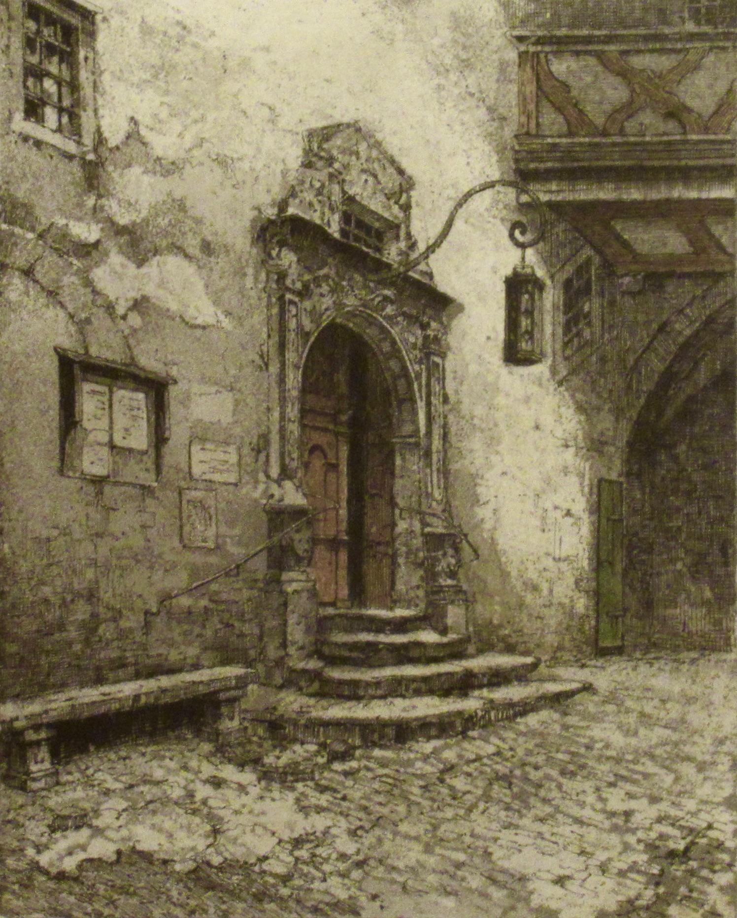 Rothenburg, porte de l'hôtel de ville - Réalisme Print par Josef Eidenberger