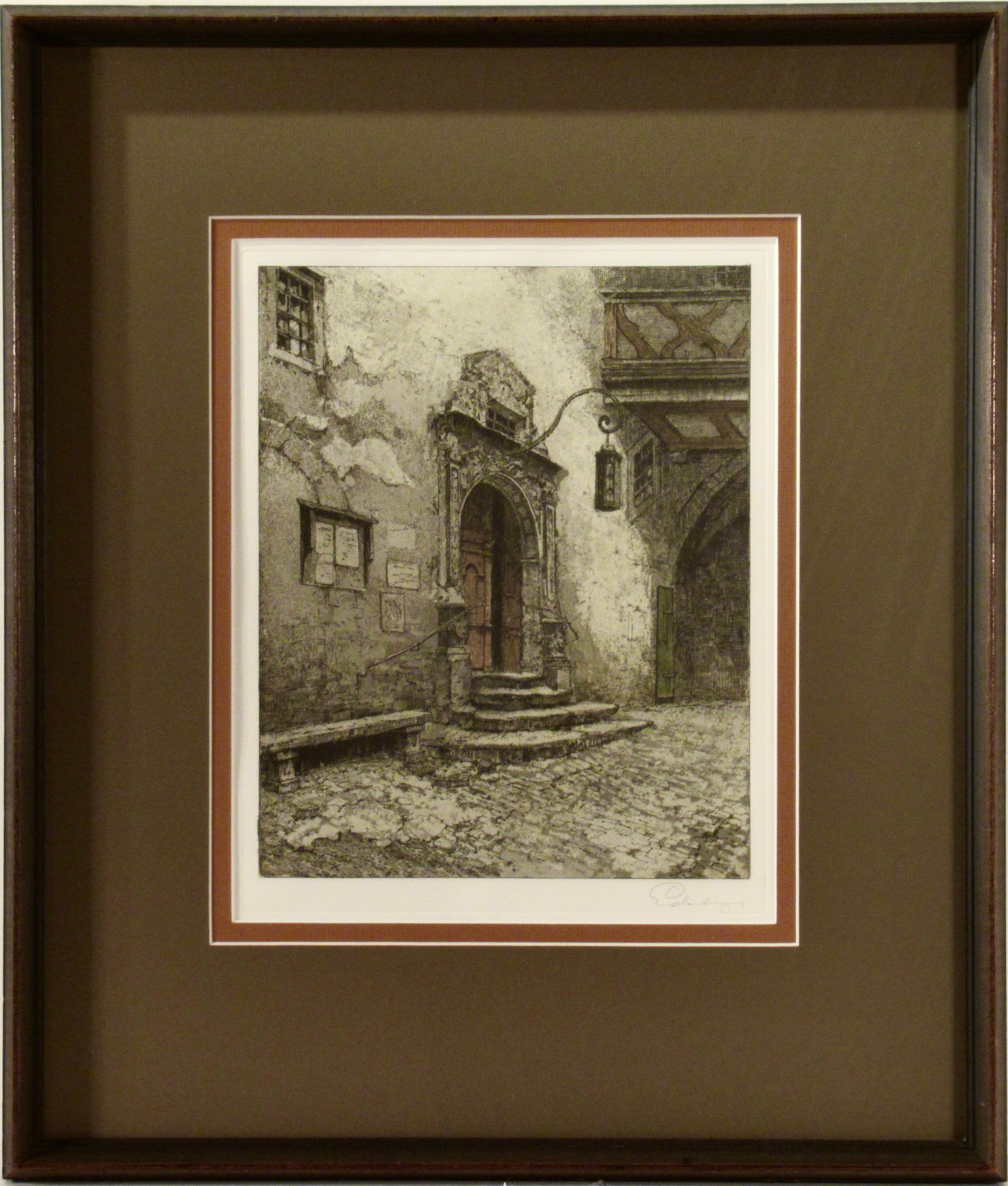 Josef Eidenberger Figurative Print - Rothenburg, City Hall Gate