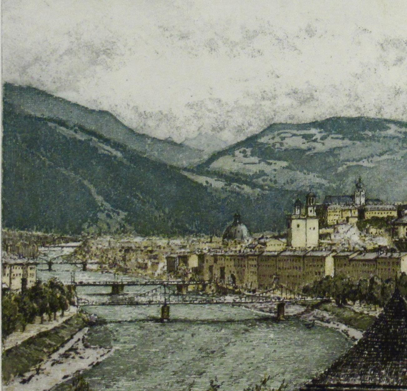 Salzburg View - Realist Print by Josef Eidenberger