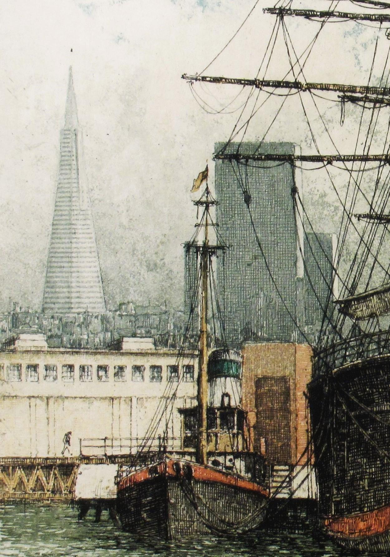 San Francisco Wharf - Realist Print by Josef Eidenberger