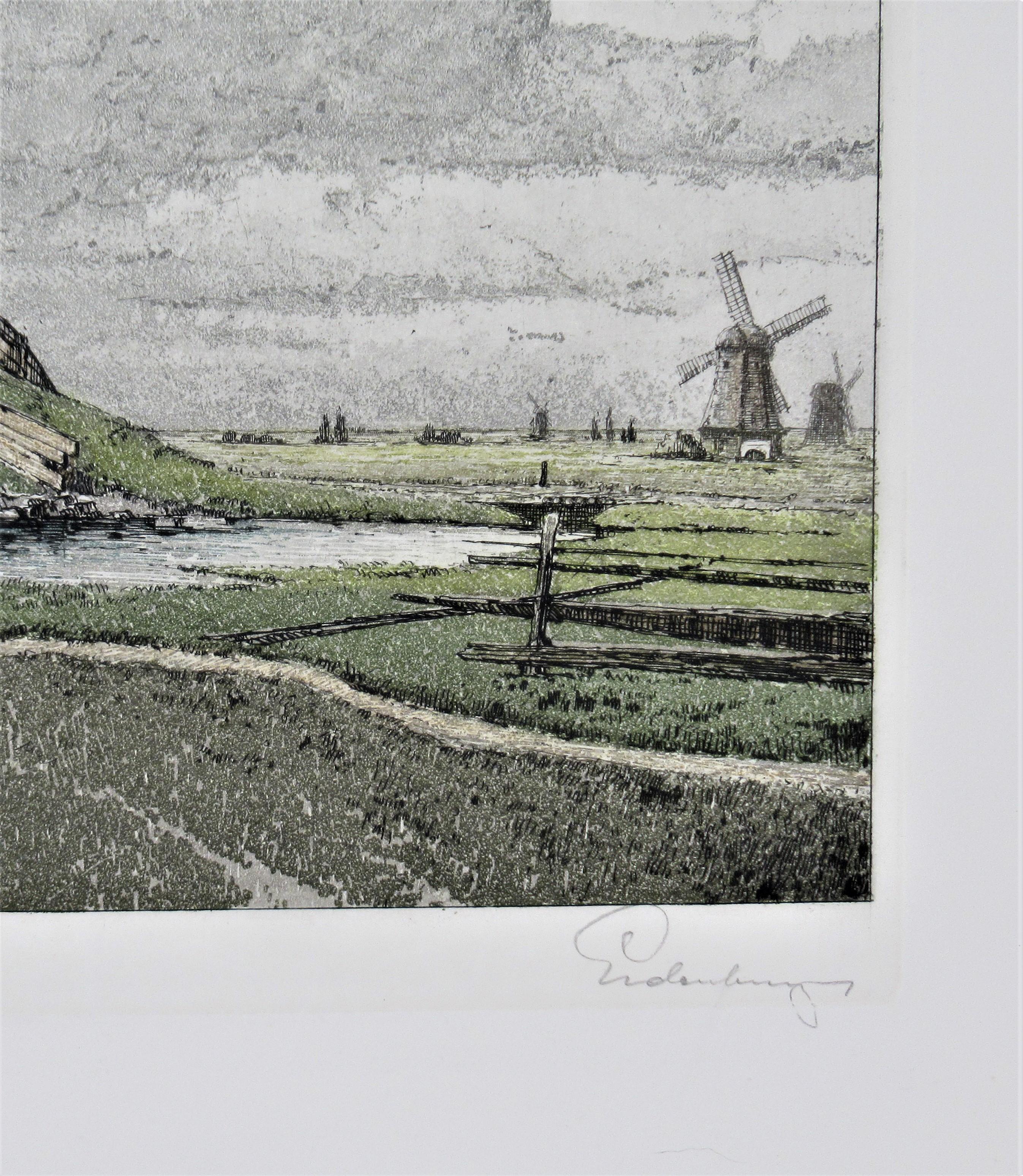 Schermerthorn Windmuhle, Holland - Gray Figurative Print by Josef Eidenberger