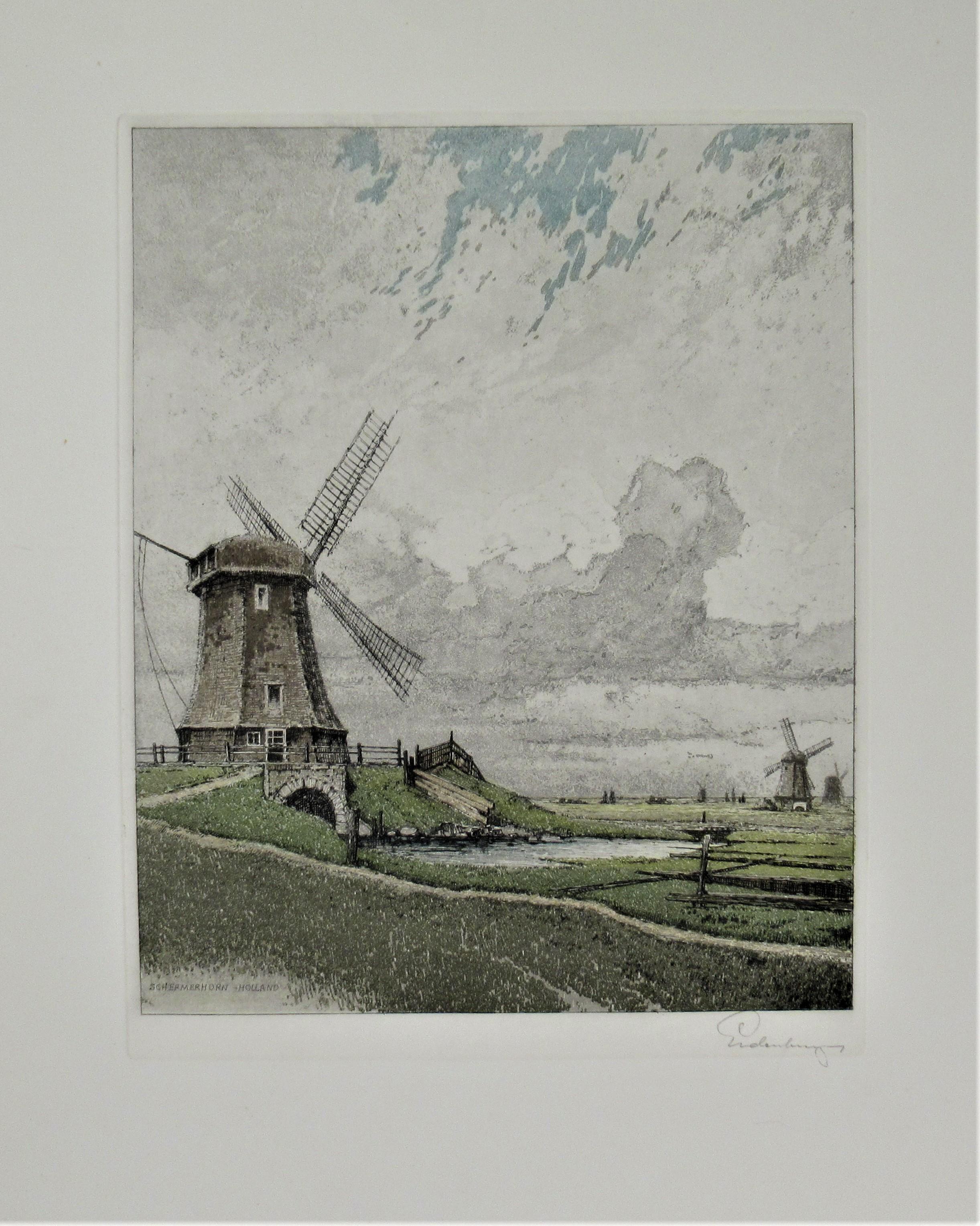 Figurative Print Josef Eidenberger - Schermerthorn Windmuhle, Hollande