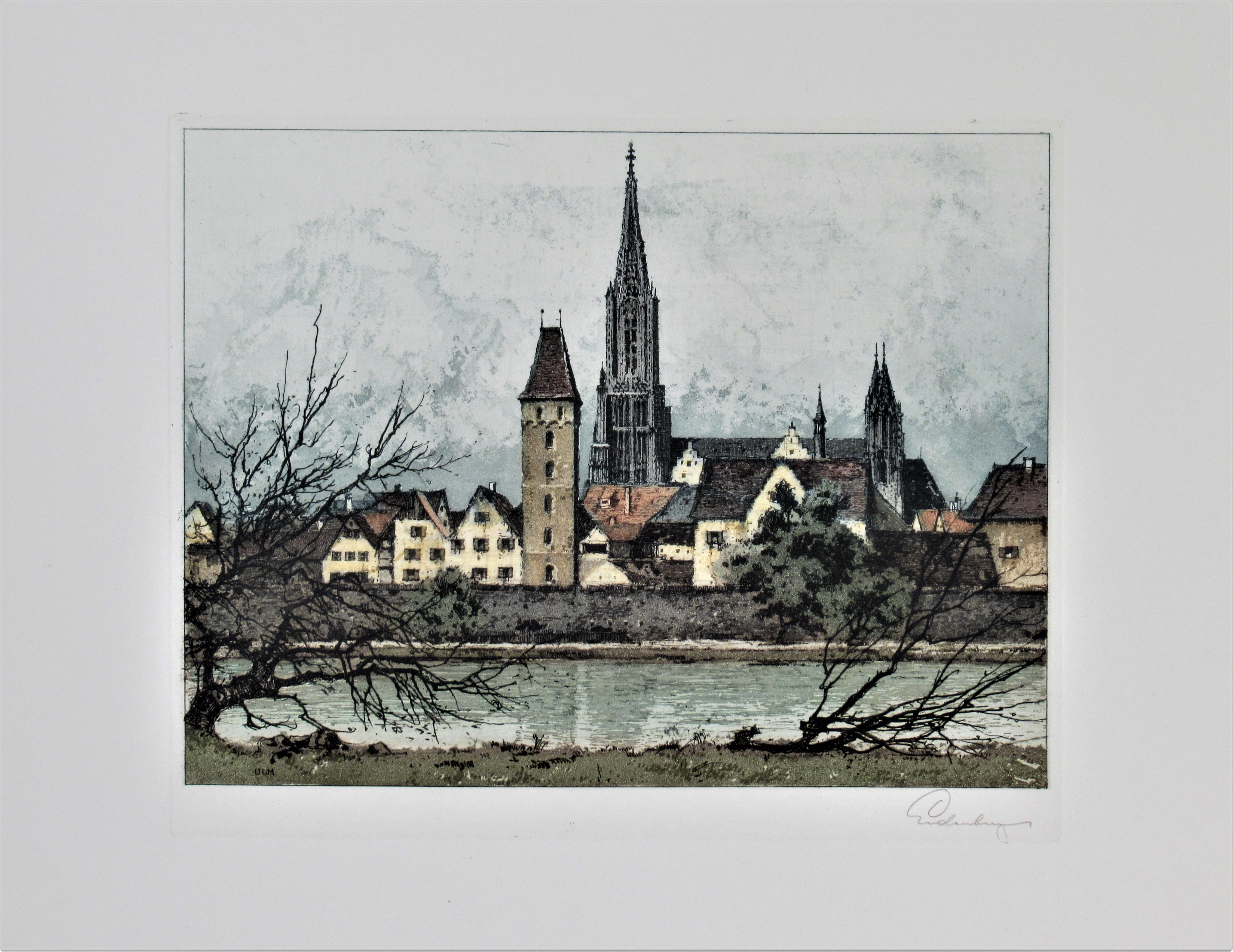 Josef Eidenberger Figurative Print - Ulm on the Danube