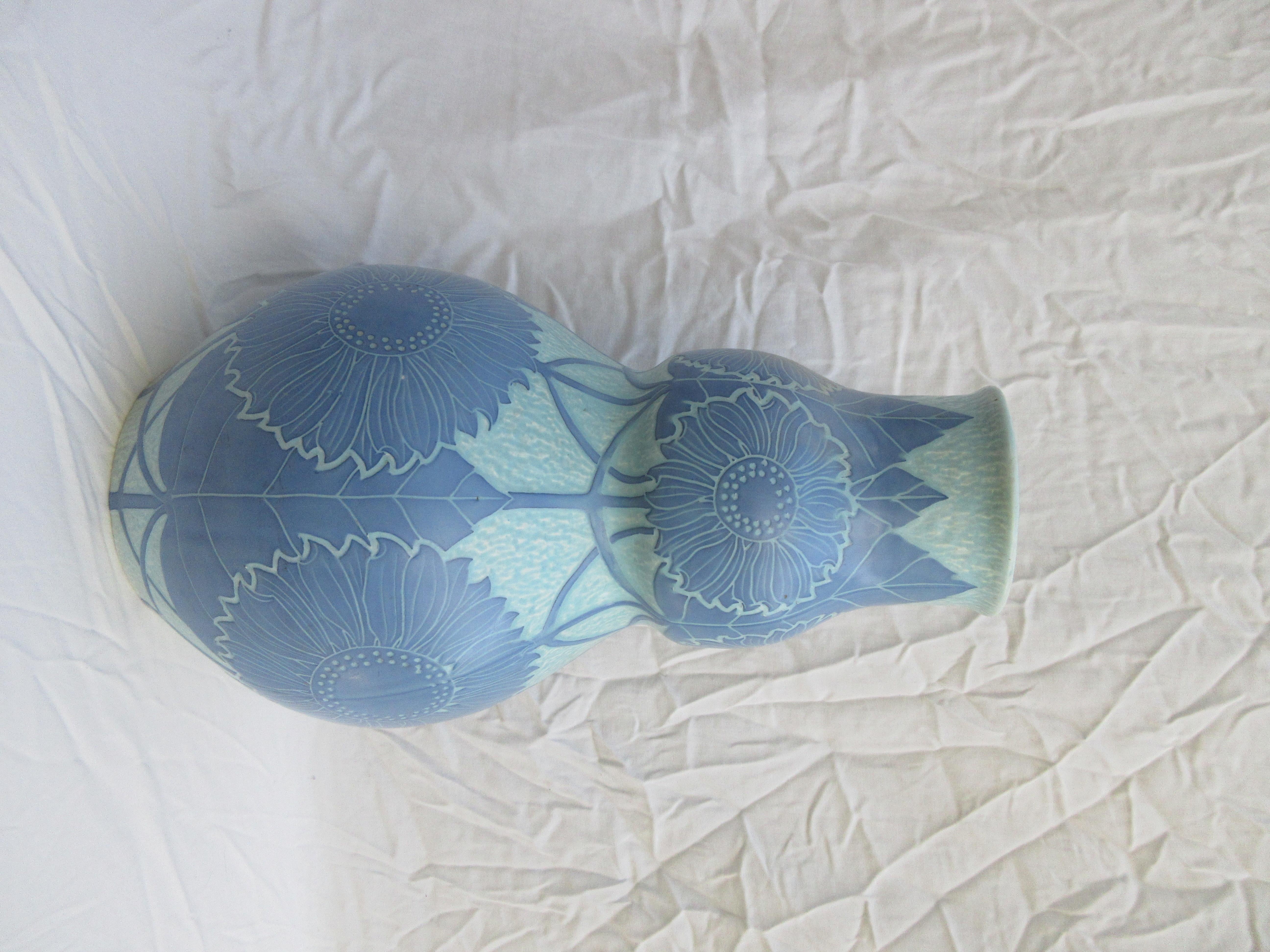 This is a handmade vase, the only one of its kind. Signed and dated, J-Ekberg 1916. A Swedish Artist that started working for the Gustavsberg Ceramic Foundry in Stockholm Sweden in 1898 and worked there till his death in 1945. 99.9% of his work was
