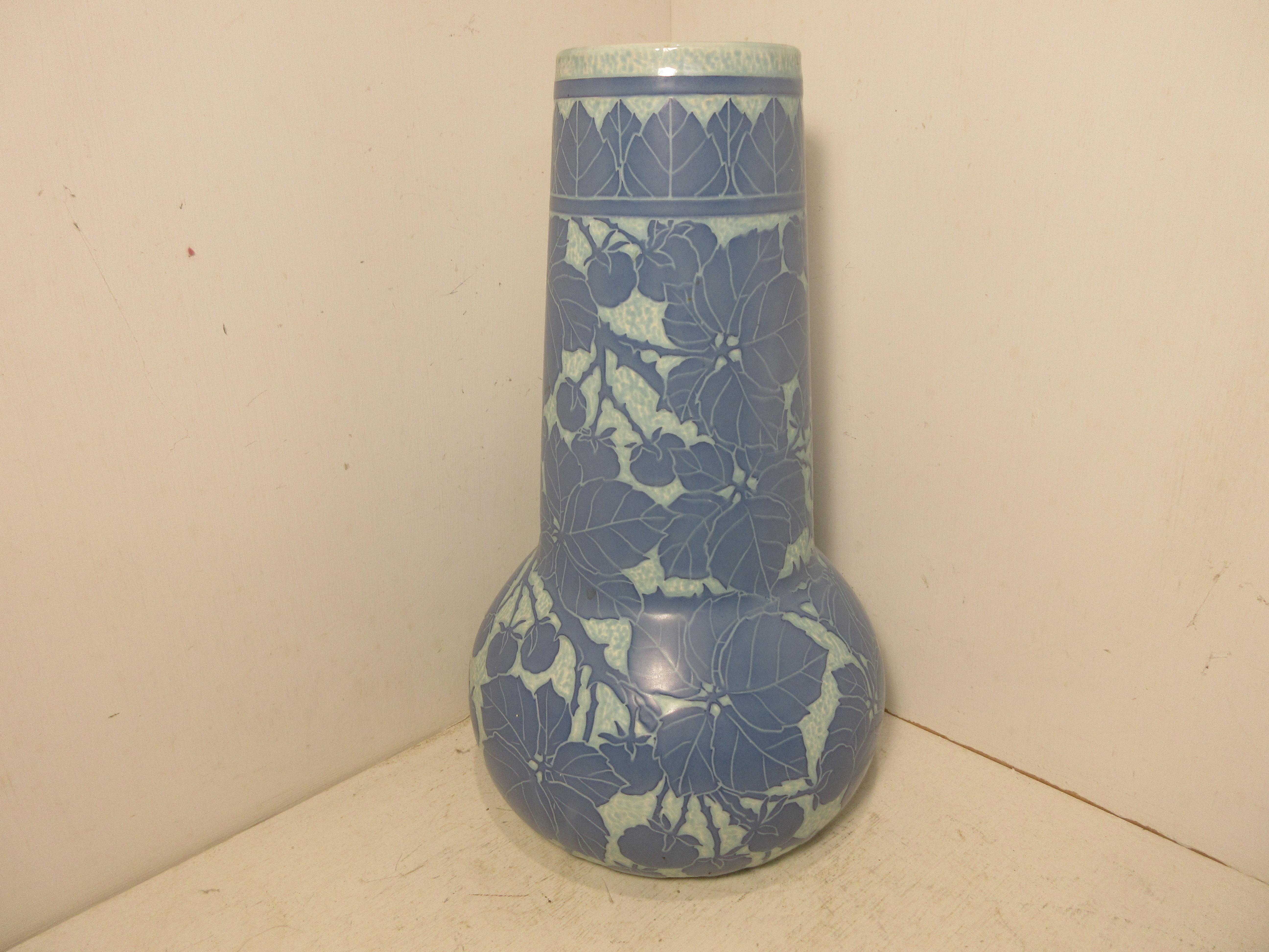This is a handmade, 1 off Sgraffito vase made by the Swedish ceramic artist Josef Ekberg in 1917. he was one of Sweden's Top Ceramic artist at the time. He started working at the Gustavsberg foundry in 1898 till his death in 1945. His works are