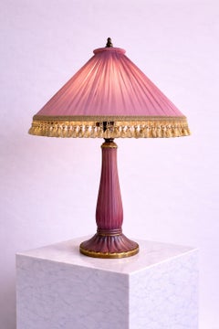 Josef Ekberg for Gustavsberg Art Deco Table Lamp with Original Silk Shade, 1928