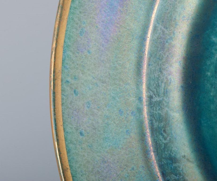 Swedish Josef Ekberg for Gustavsberg. Large round ceramic dish with green-toned glaze For Sale