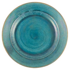 Josef Ekberg for Gustavsberg. Large round ceramic dish with green-toned glaze