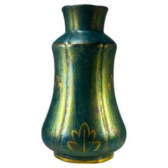 Josef Ekberg for Gustavsberg of Sweden, Large Shaped Lustre Vase Gilt Decoration