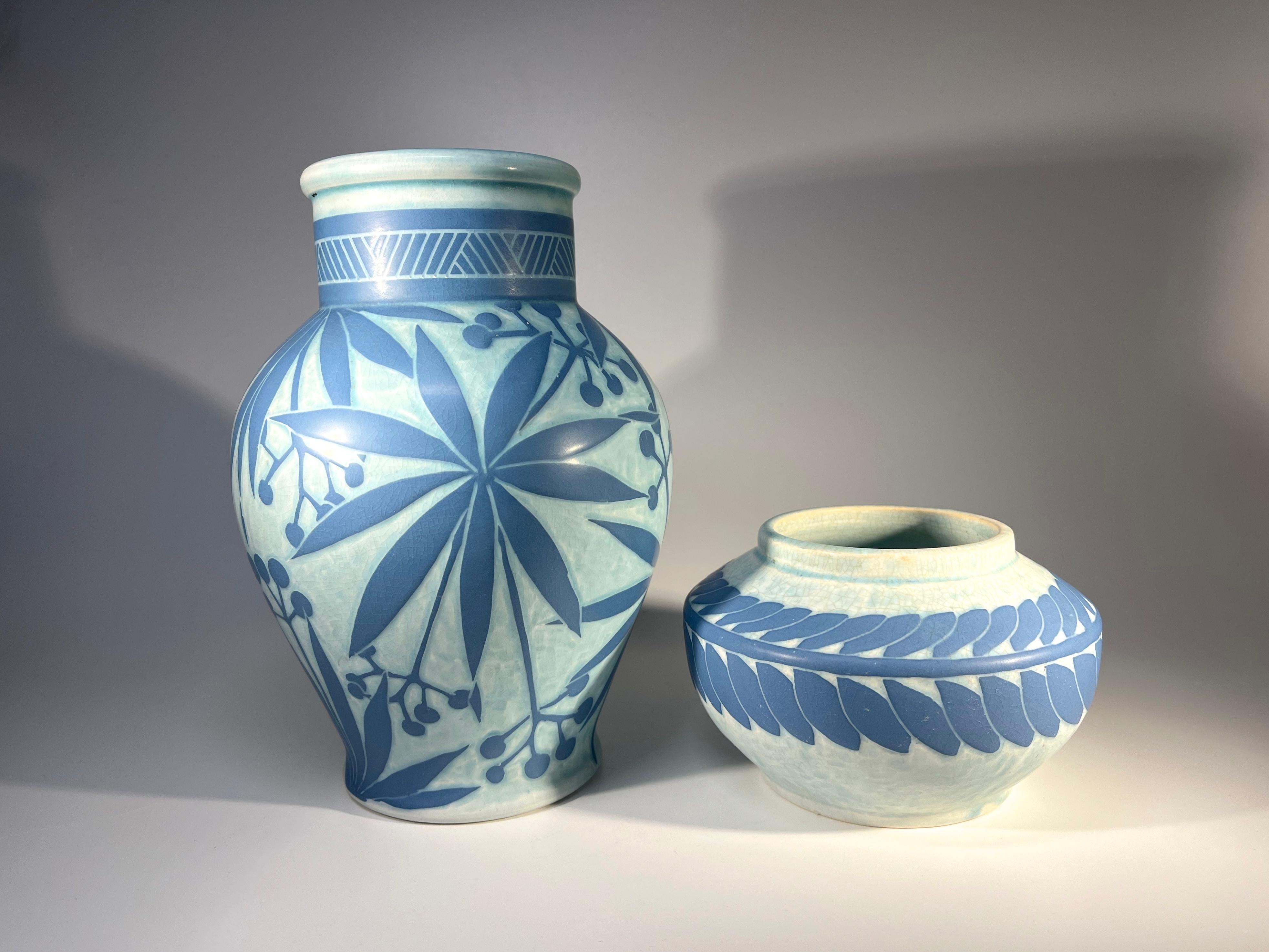 Porcelain Josef Ekberg For Gustavsberg Of Sweden, Stylised Sgraffito Garland Vase c1910 For Sale