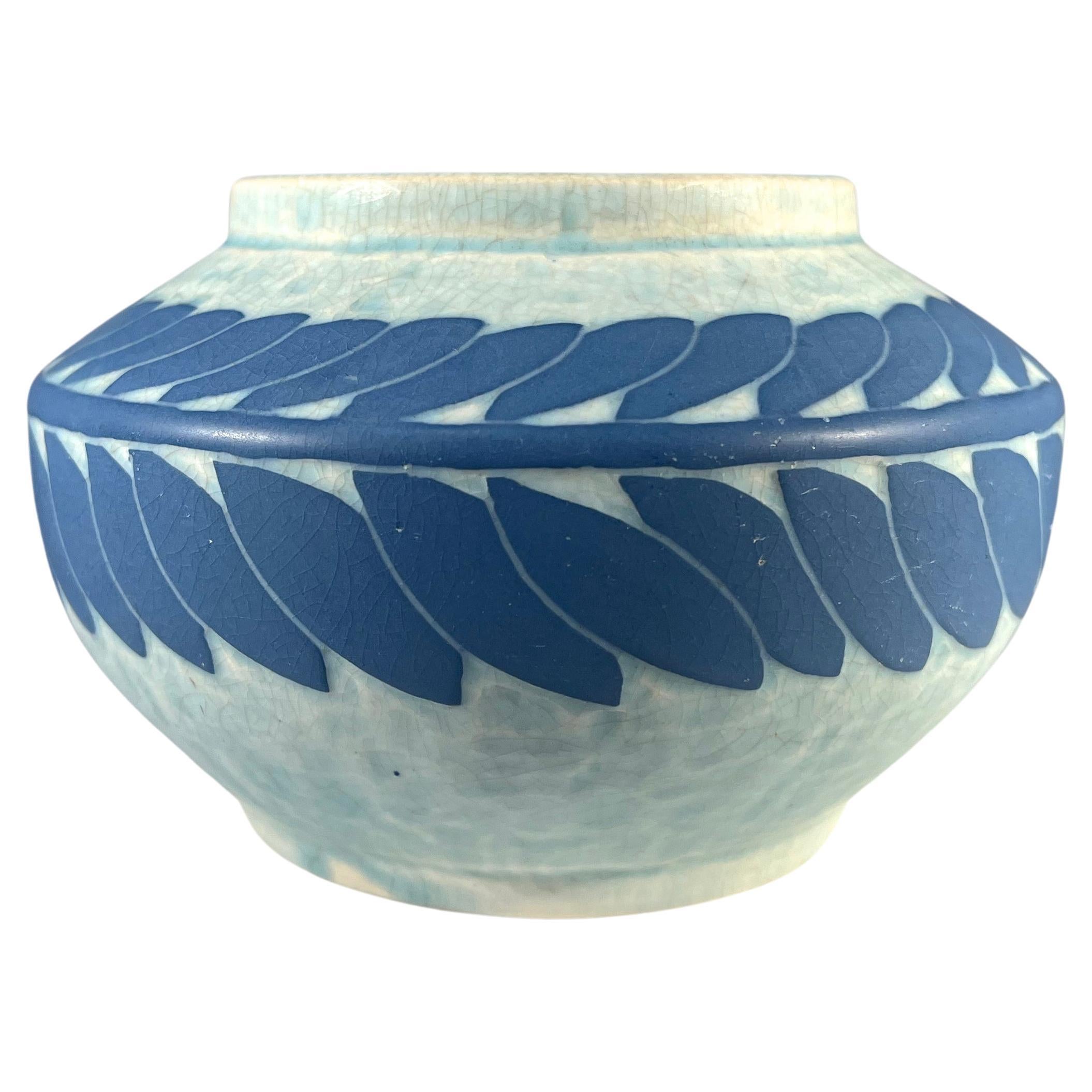 Josef Ekberg For Gustavsberg Of Sweden, Stylised Sgraffito Garland Vase c1910 For Sale