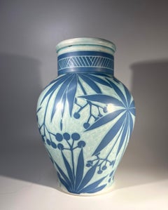 Josef Ekberg For Gustavsberg Of Sweden, Stylised Sgraffito Palm Vase c1911
