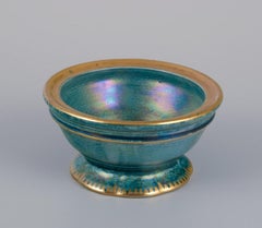 Josef Ekberg for Gustavsberg. Pair of candle holders and small bowl in ceramic.