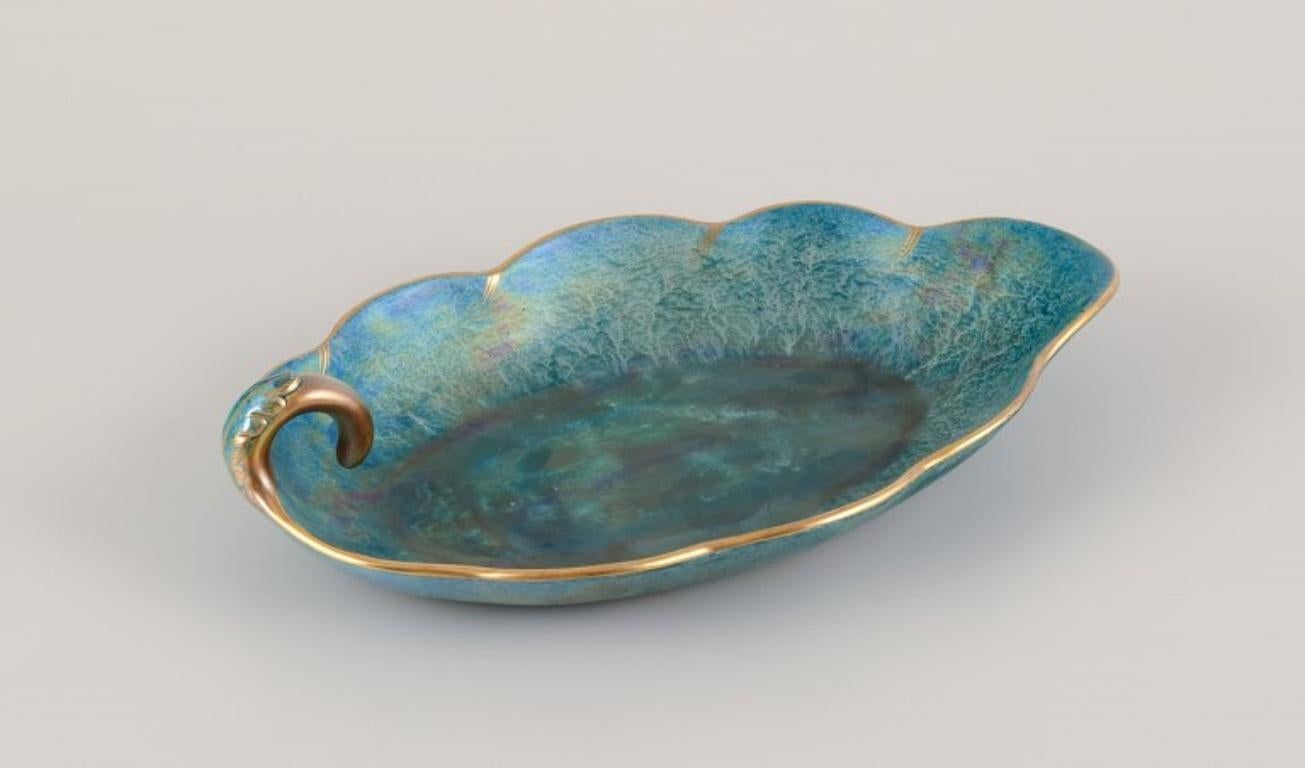 Glazed Josef Ekberg for Gustavsberg, Sweden. Leaf-shaped ceramic bowl. For Sale