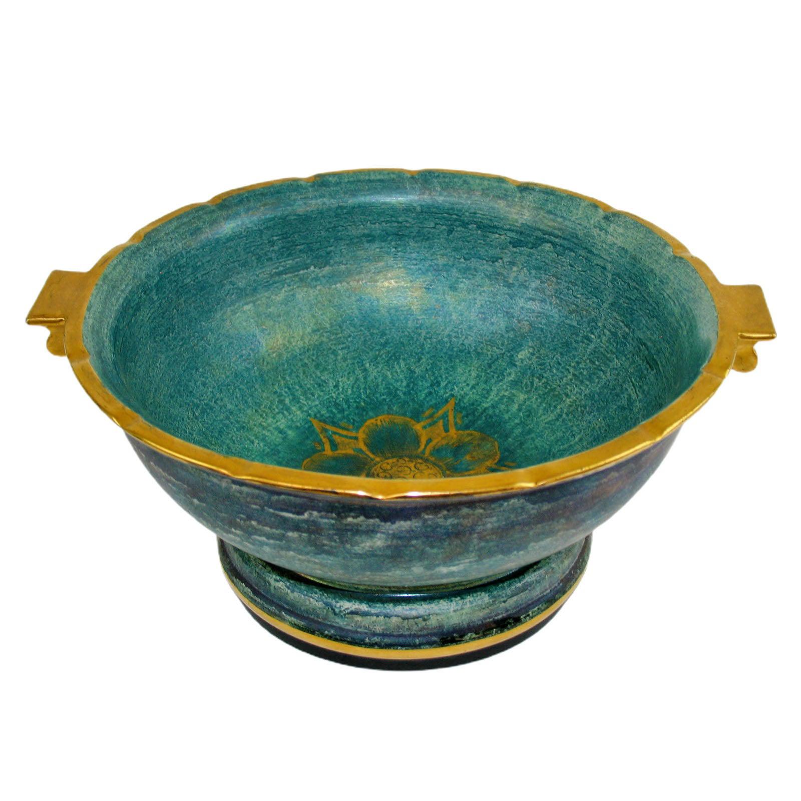Josef Ekberg Scandinavian Modern Ceramic Footed Bowl, Gustavsberg