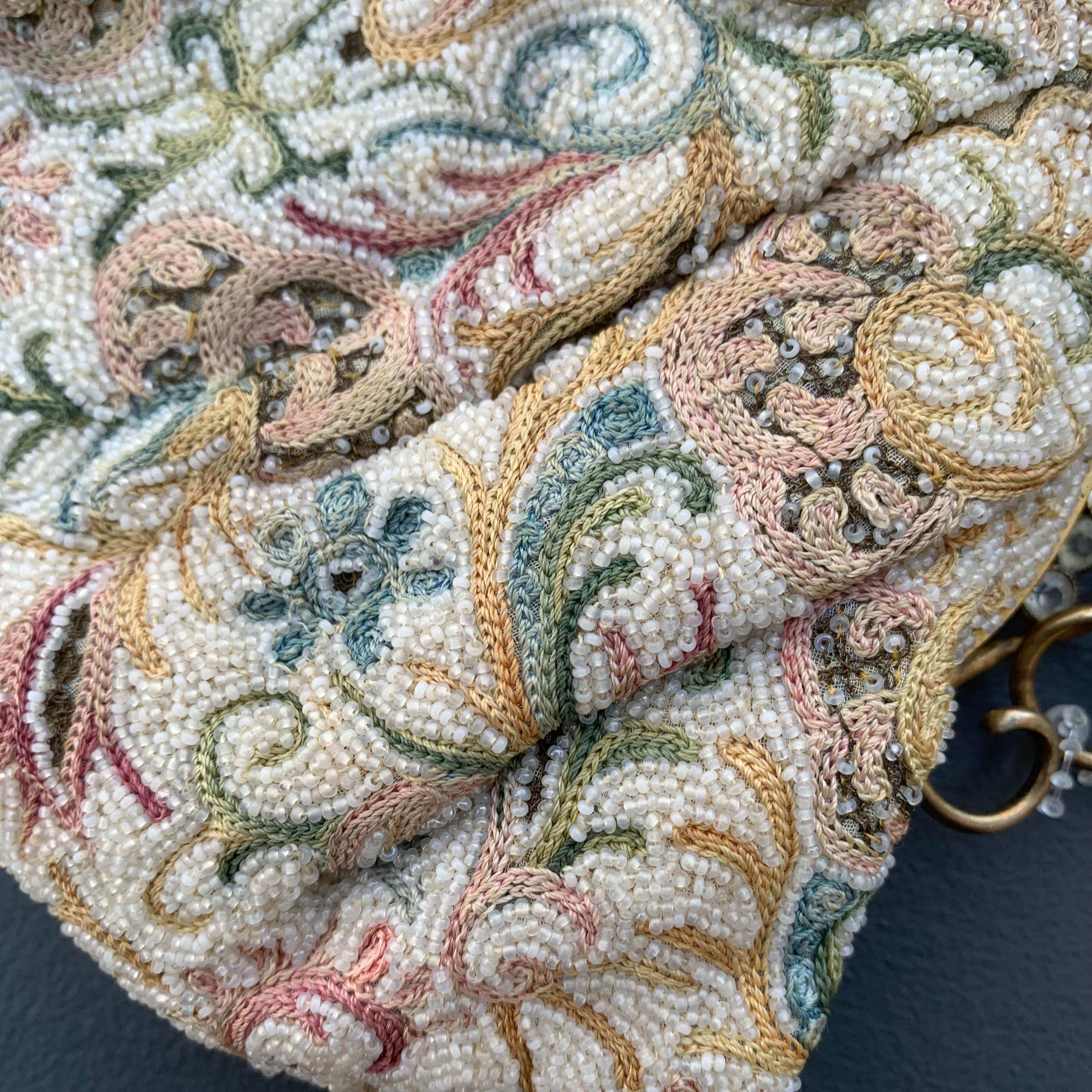 Josef Embroidery Hand Beaded Purse Handbag Jeweled Frame USA For Sale 2