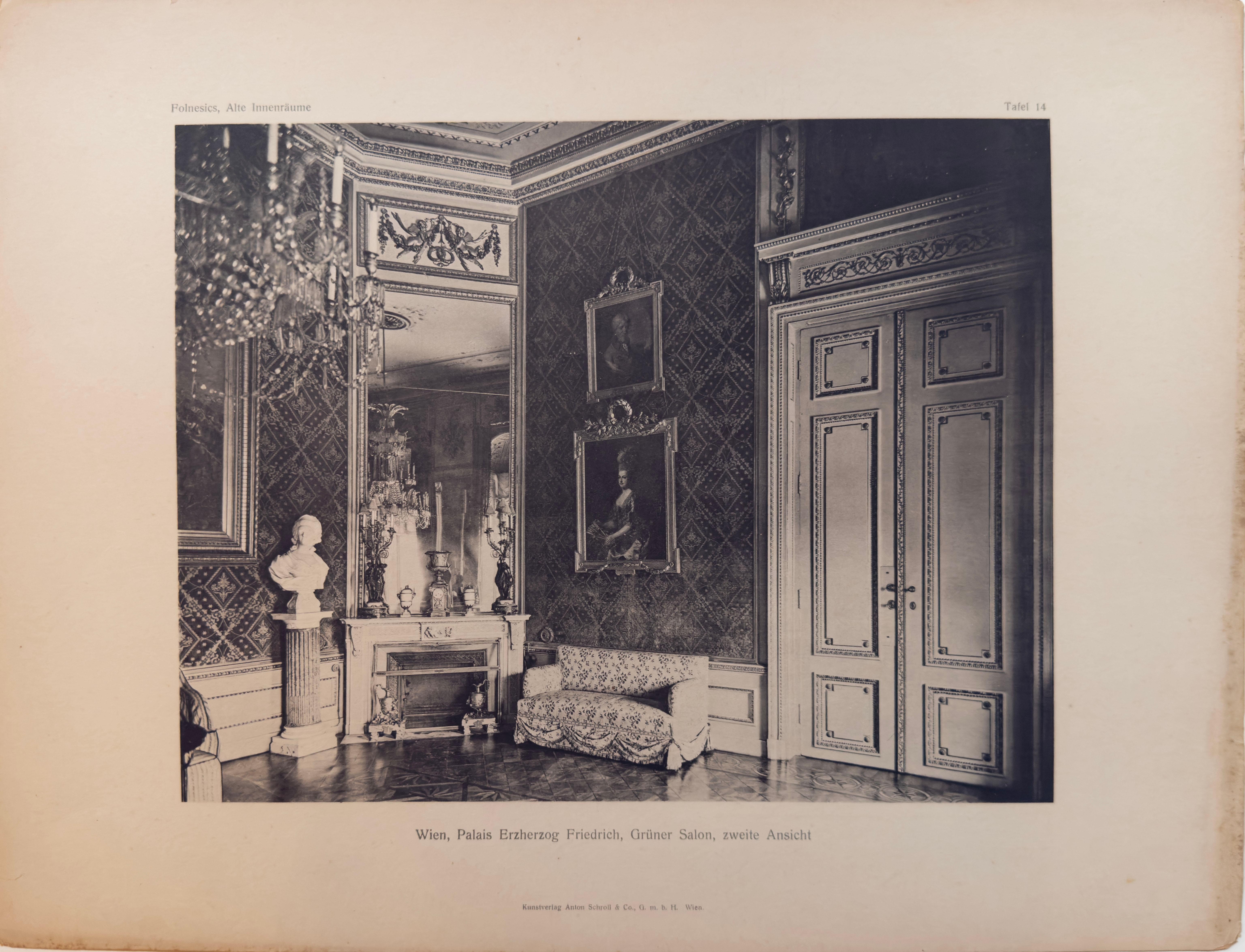 Tafel 14: Wien,  Palais Erzherzog Friedrich, Grüner Salon Zweite Ansicht – Photograph von Josef Folnesics