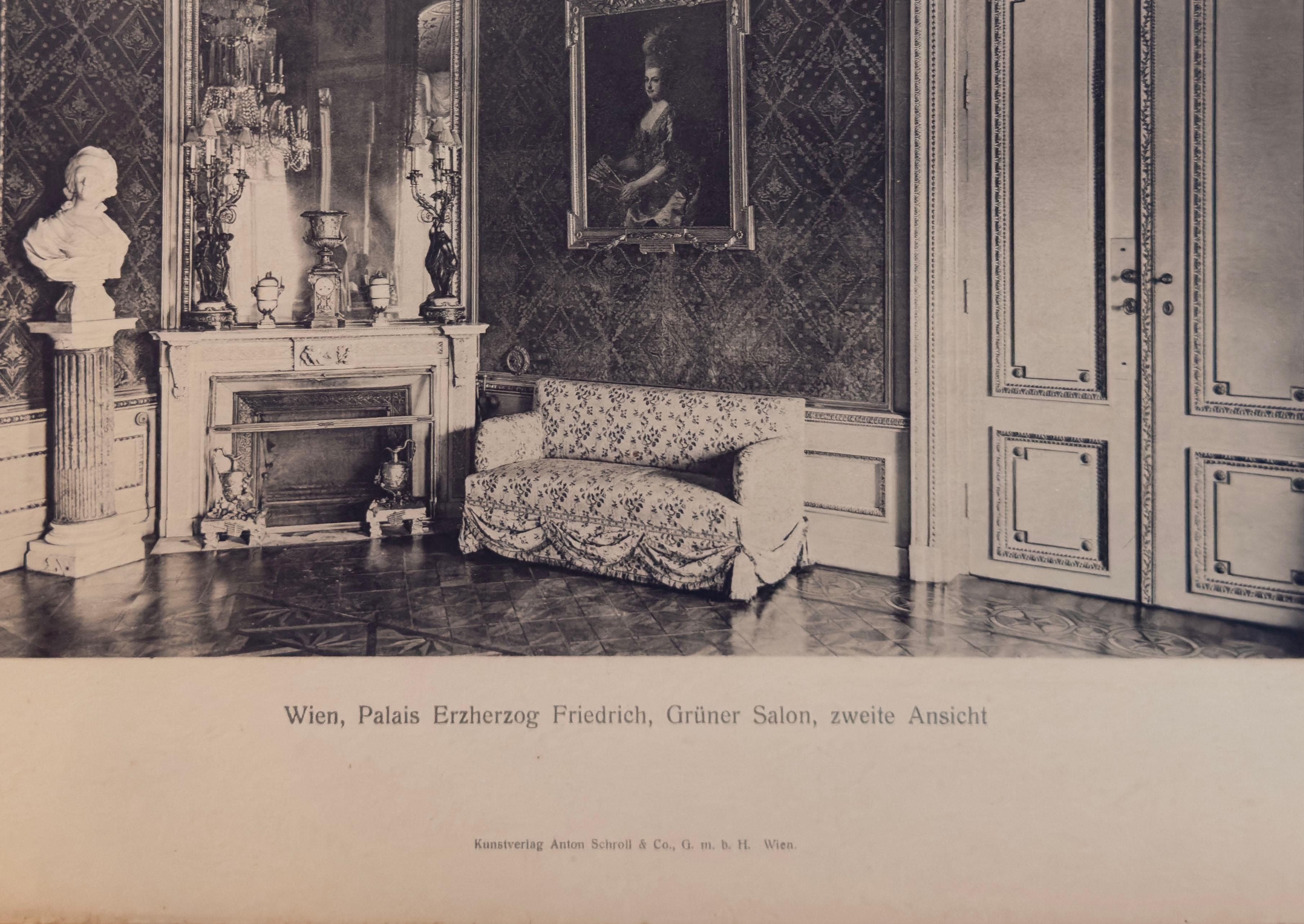 Tafel 14: Wien,  Palais Erzherzog Friedrich, Grüner Salon Zweite Ansicht (Beige), Black and White Photograph, von Josef Folnesics