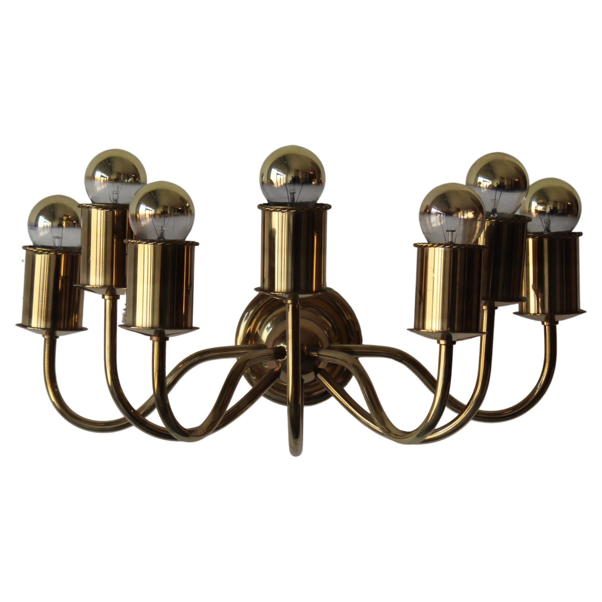 Josef Frank, 7-Armed Wall Light, Brass, Svenskt Tenn, Sweden 1920s