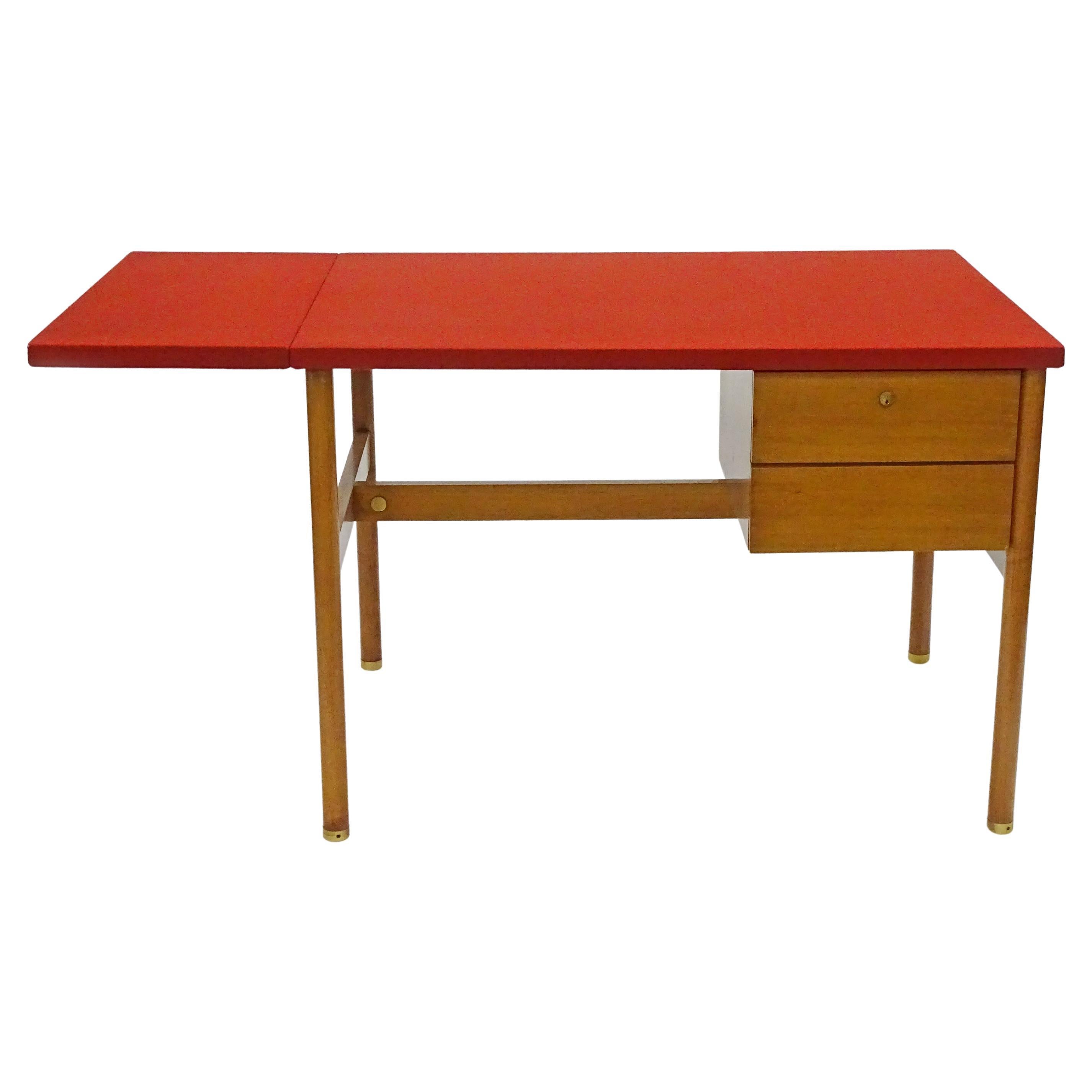 Bureau réglable Josef Frank en bois, laiton et feutre pour Frangi, Milano en vente