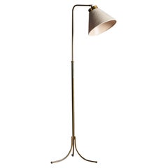 Josef Frank, Adjustable Floor Lamp, Brass, Fabric, Sweden, 1950s