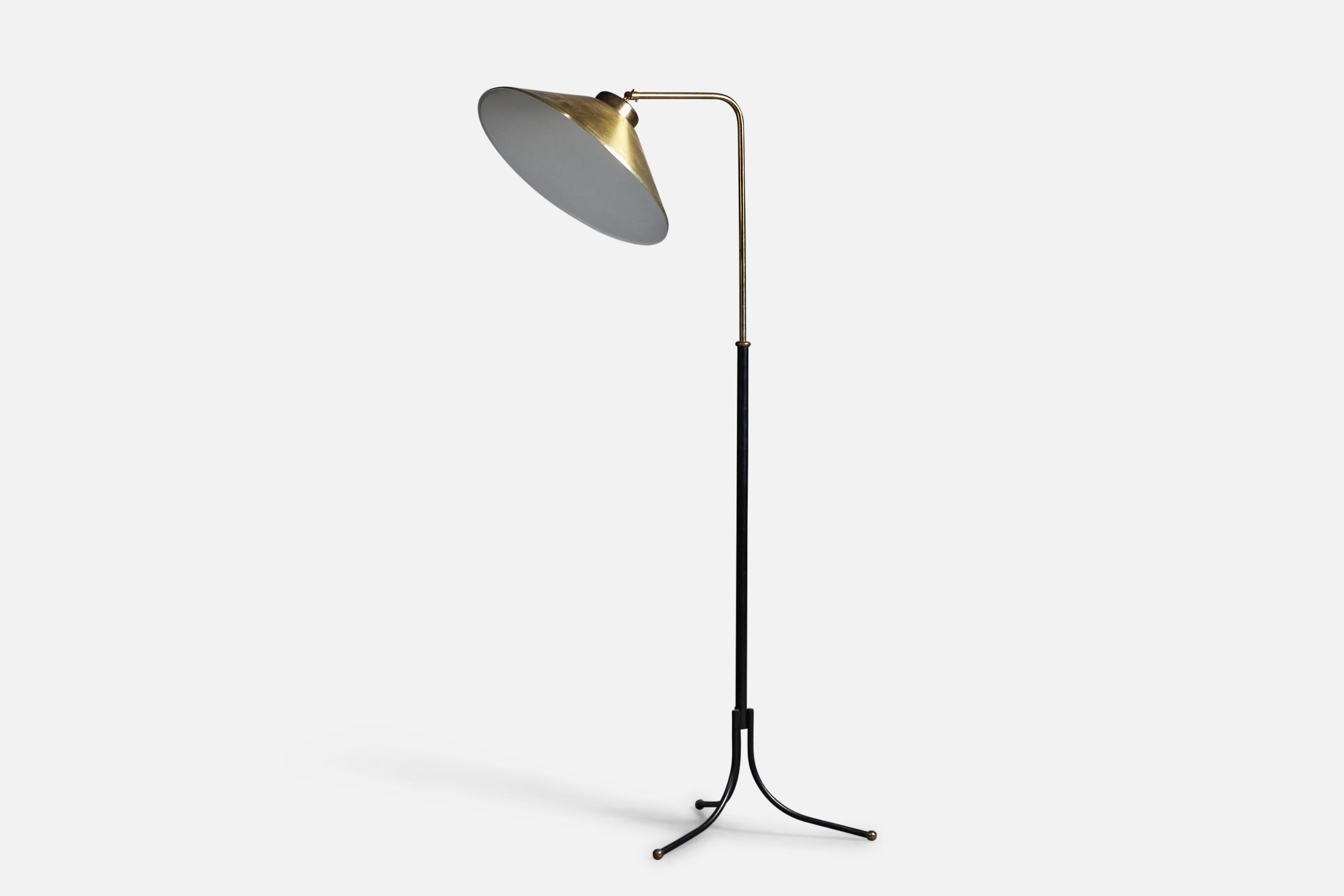 Mid-Century Modern Josef Frank, Adjustable Floor Lamp, Brass, Metal, Sweden, 1950s For Sale