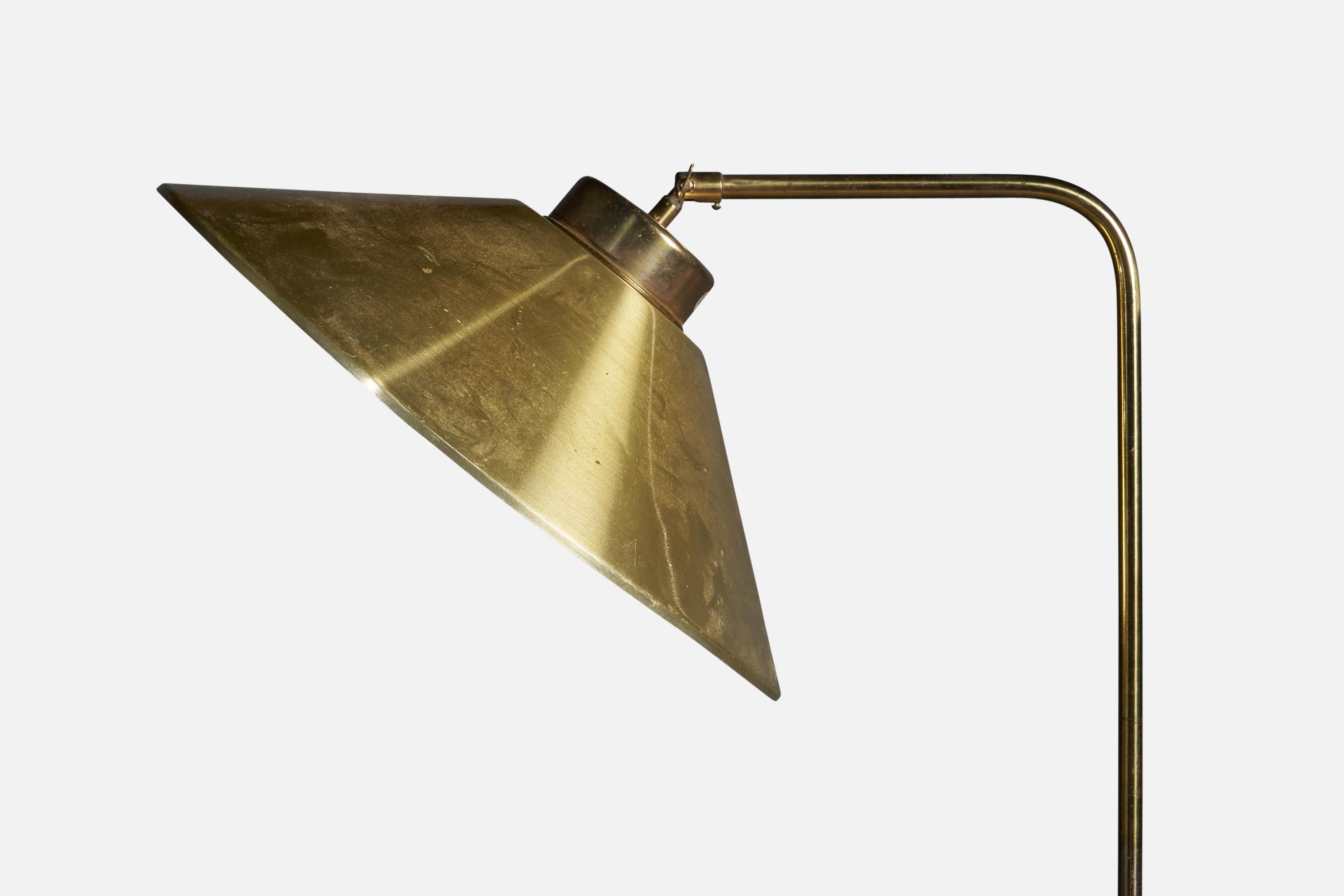 Swedish Josef Frank, Adjustable Floor Lamp, Brass, Metal, Sweden, 1950s For Sale