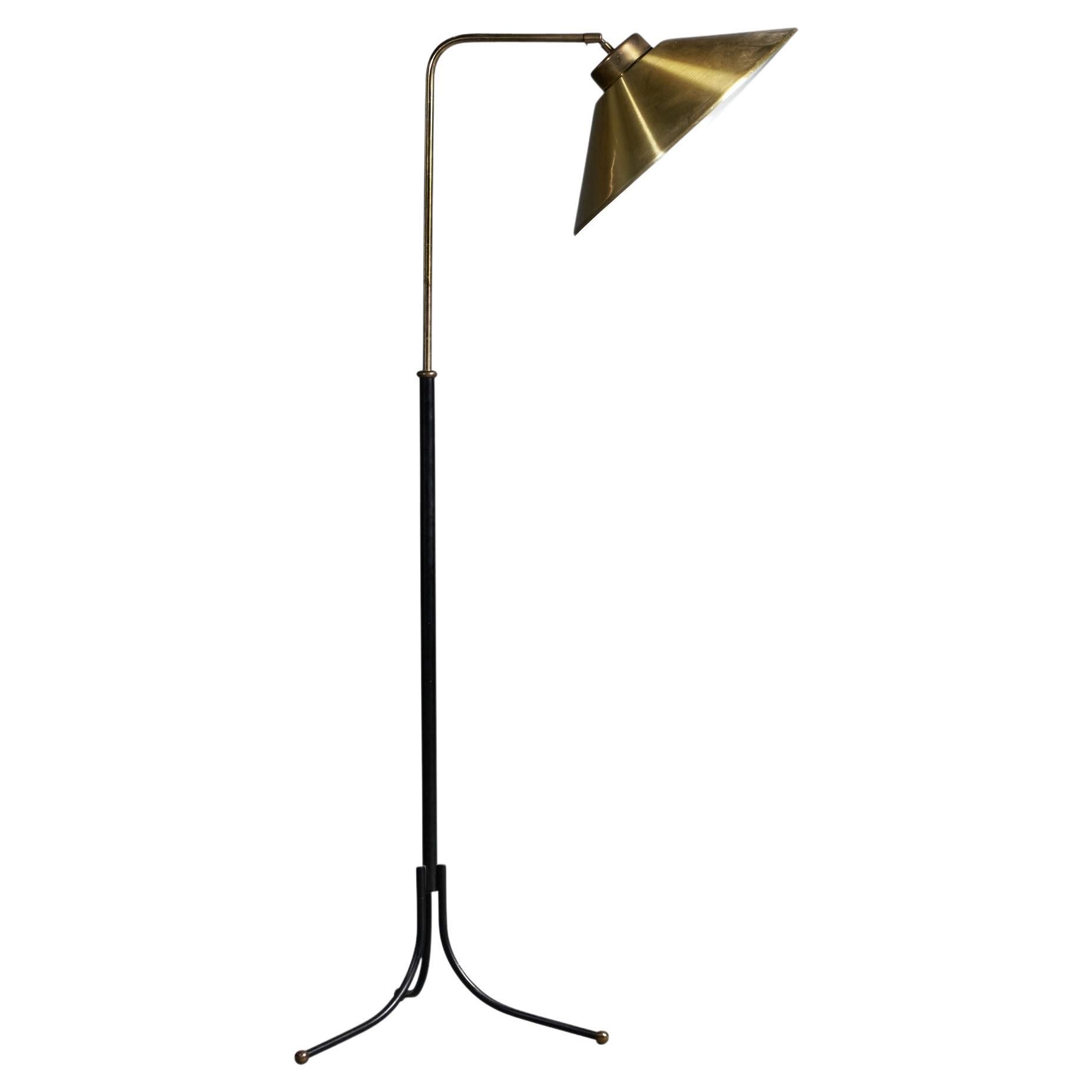 Josef Frank, Adjustable Floor Lamp, Brass, Metal, Sweden, 1950s