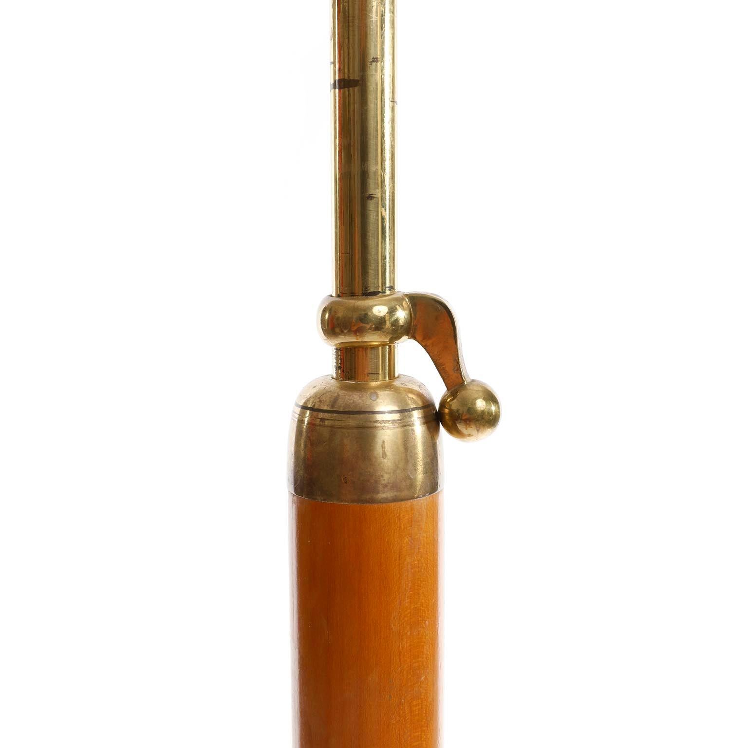 Josef Frank Adjustable Floor Lamp 'Neolift' by J.T. Kalmar, Brass Wood, 1950s For Sale 1