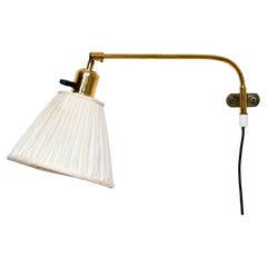 Josef Frank, Adjustable Wall Light, Brass & Fabric, Svenskt Tenn, Sweden, 1950s