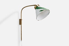 Josef Frank, Adjustable Wall Light, Brass, Fabric, Sweden, 1950s