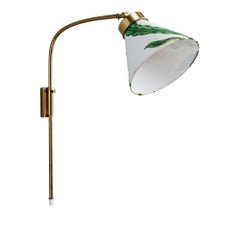 Josef Frank, Adjustable Wall Light, Brass, Fabric, Sweden, 1950s