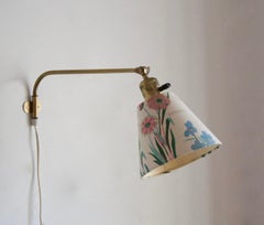 Josef Frank, Adjustable Wall Lights, Brass, Fabric, Svenskt Tenn, Sweden, 1950s