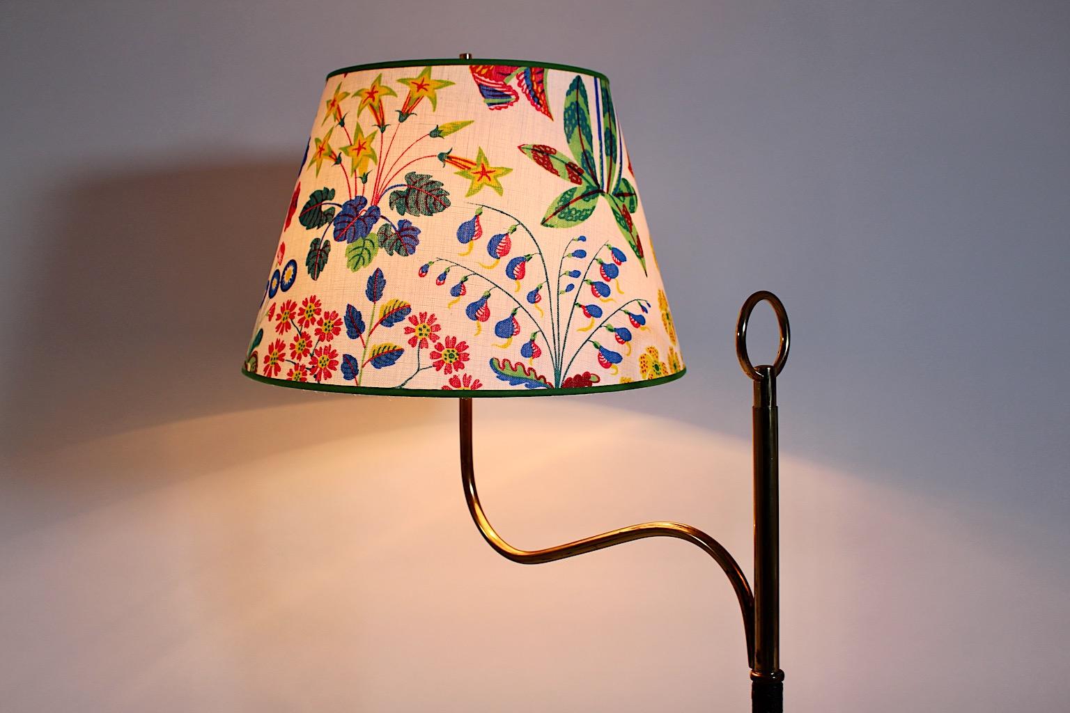 Josef Frank Art Deco Messing Leder Stehlampe Haus & Garten um 1935 Österreich im Angebot 7