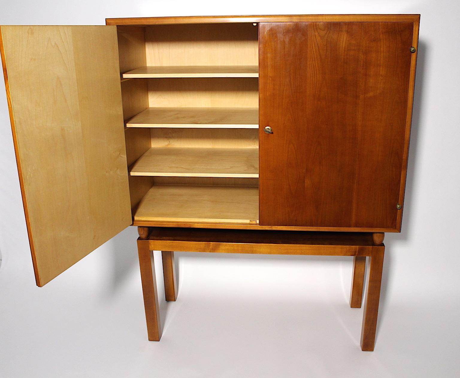 Josef Frank Art Deco Cherrywood Brass Cabinet Haus Und Garten circa 1925, Vienna For Sale 4