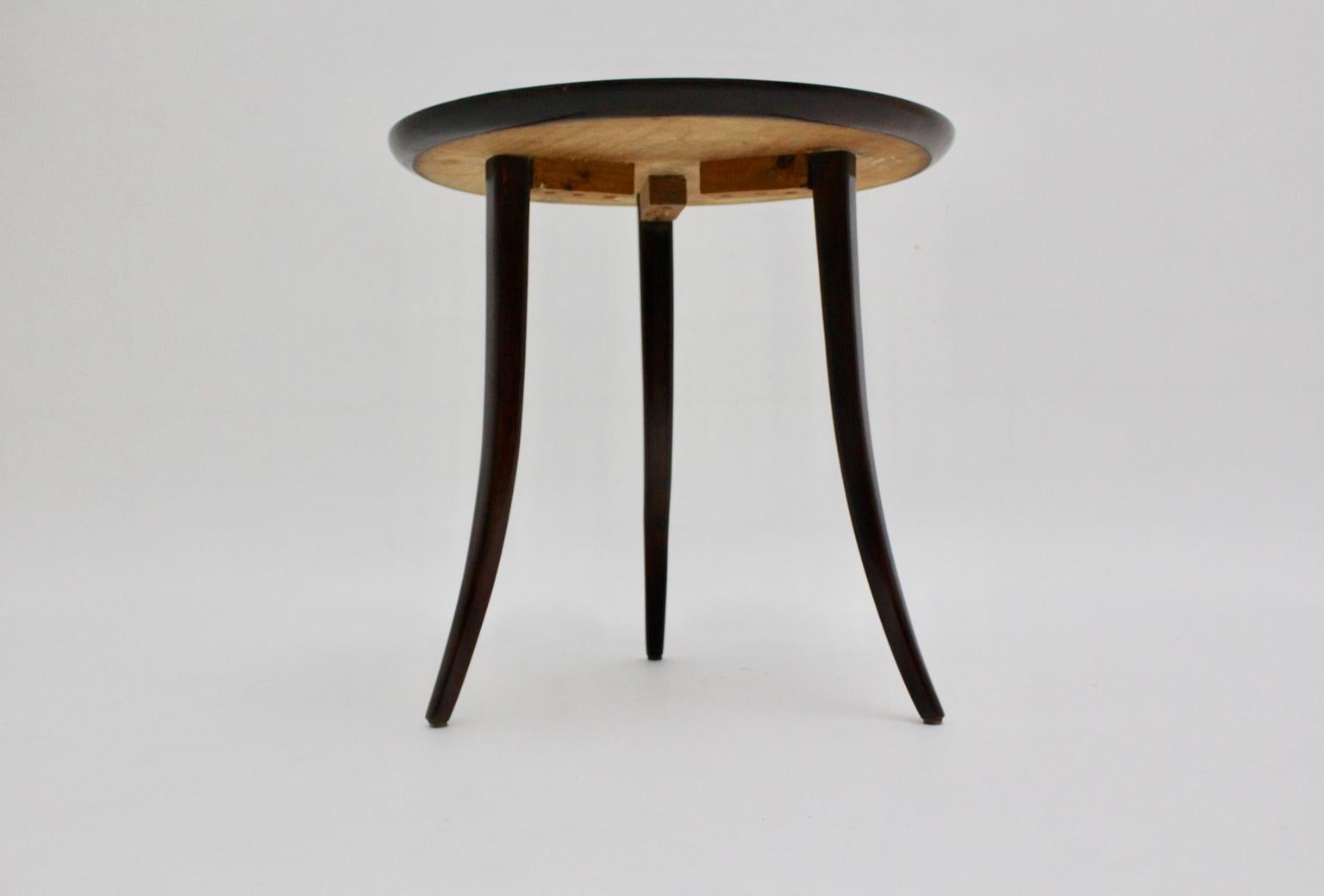 Austrian Josef Frank Art Deco Era Round Walnut Side Table for Haus & Garten c 1926 Vienna For Sale