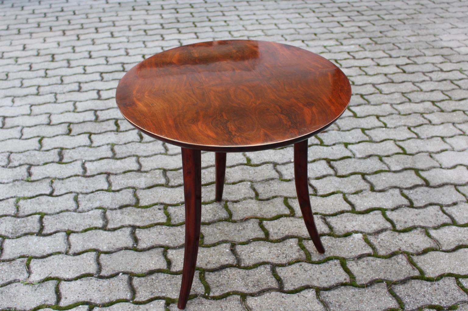 Spruce Josef Frank Art Deco Era Round Walnut Side Table for Haus & Garten c 1926 Vienna For Sale