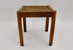 Josef Frank Art Deco Stool Beech Wood and Rope Bast Austria circa 1928
