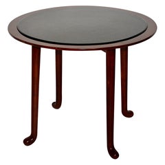 Josef Frank Art Deco Vintage Tavolino circolare in noce e vetro nero Vienna, 1925