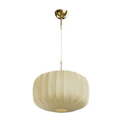 Josef Frank Attribution, Pendant Light, Brass, Fabric, Resin, Sweden, 1960s