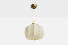 Josef Frank Attribution, Pendant Light, Brass, Fabric, Sweden, 1960s