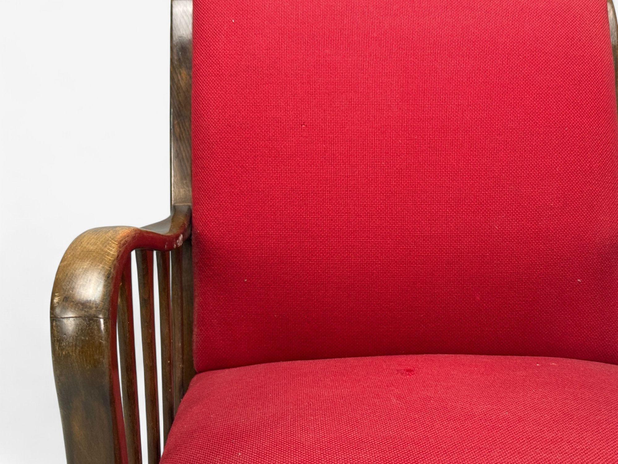 Josef Frank Attribution, Roter Stoff, Holz, Dänemark, 1950er Jahre im Angebot 2