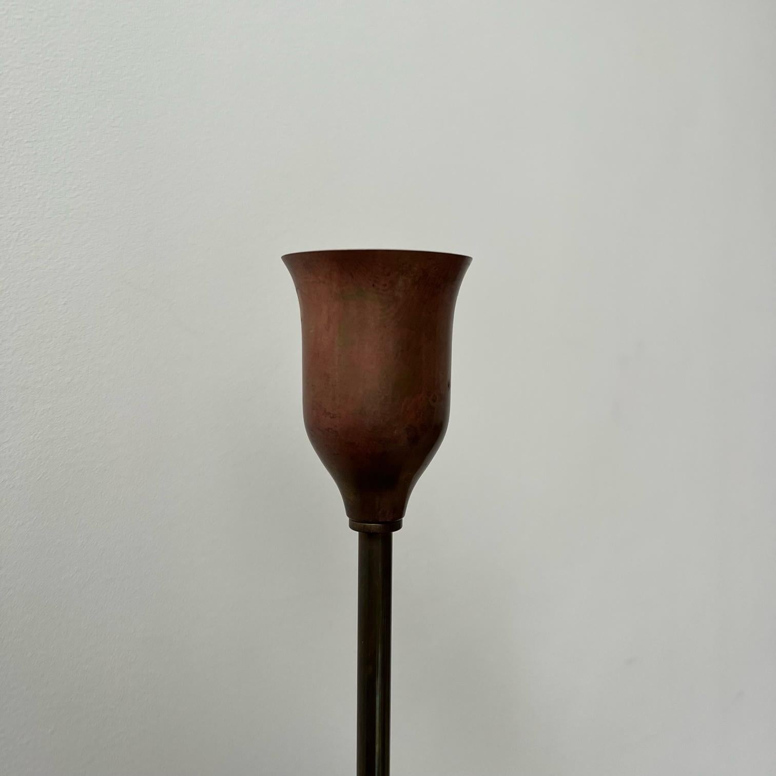 A single table lamp by Josef Frank for Firma Svenskt Tenn. 

Sweden, c1938, likely c1940s.

Naturally patinated brass, stamped to underside with the model number. 

No shade was retained but can be sourced easily to taste. 

Since re-wired