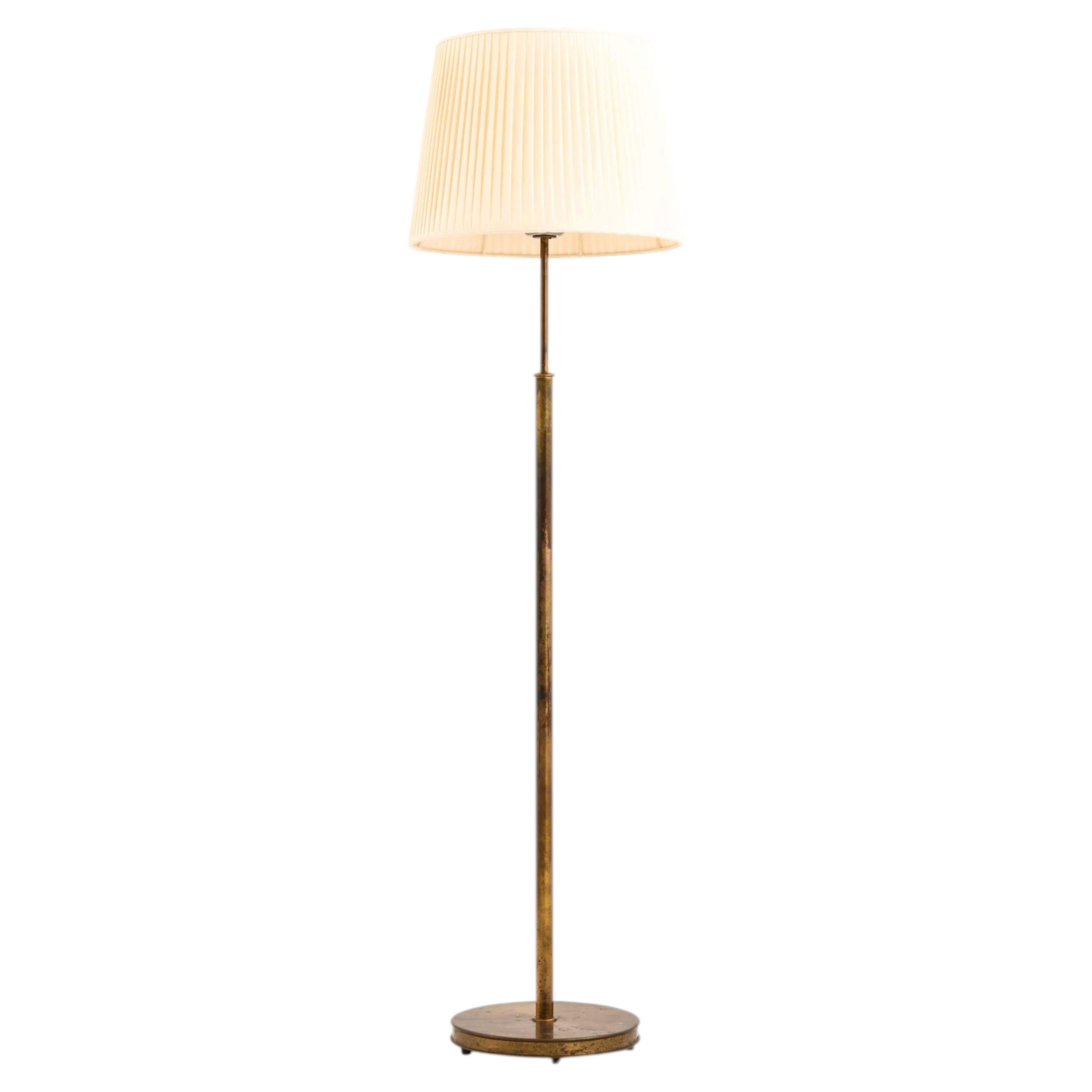 Josef Frank Brass, Silk Floor Lamp by Svenskt Tenn, 1960s