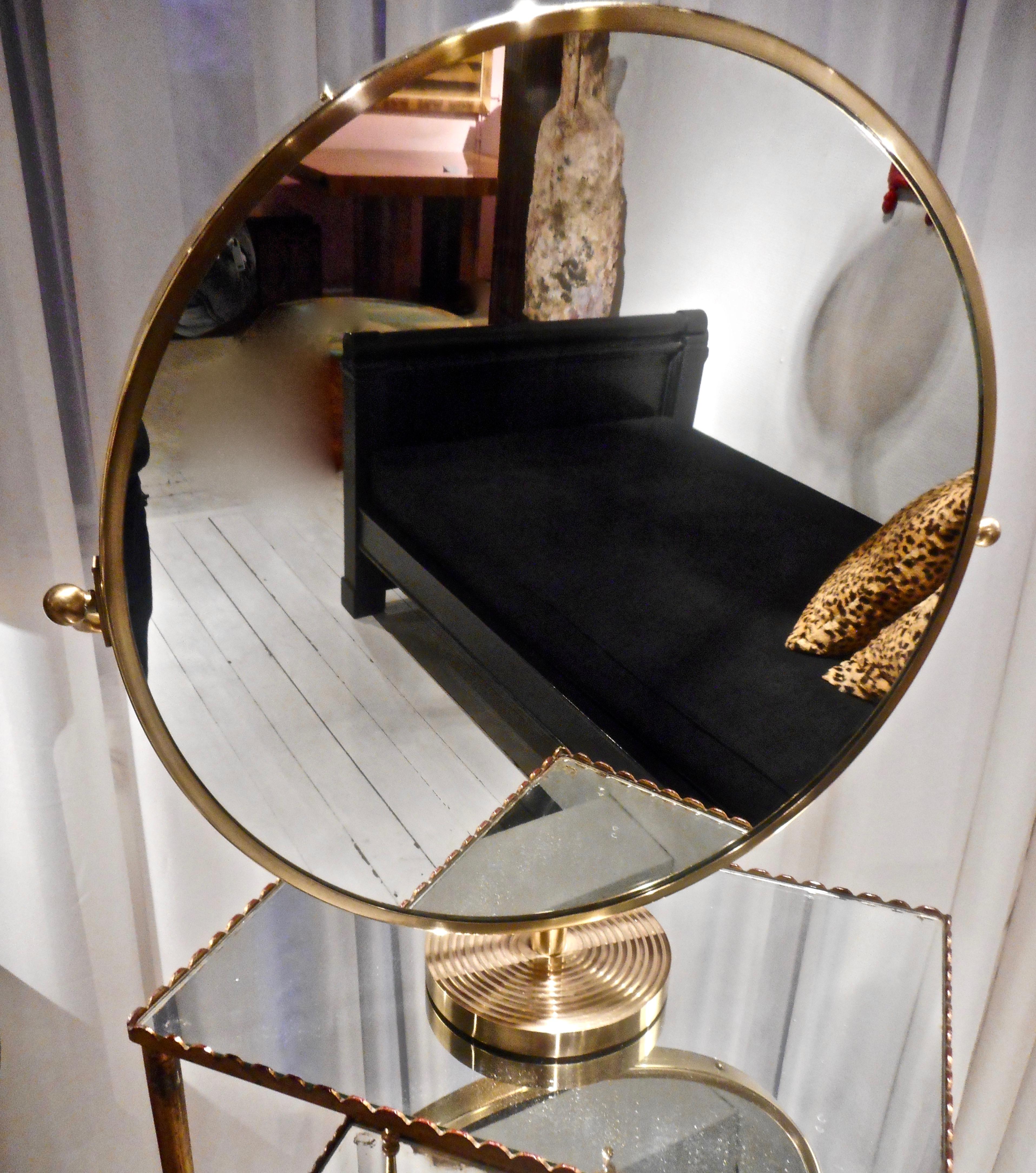 Josef Frank Brass Table Mirror, Stockholm, 1940 In Good Condition For Sale In Brussels, BE