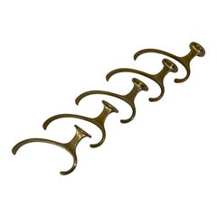 Josef Frank Brass Wall Hooks Model 'Hitzing' Set of 5, Austria 1950s
